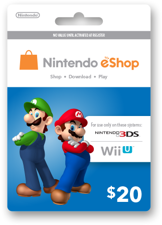 Nintendo 3DS/WiiU Eshop USD 20 Cash Code - Kyo's Game Mart